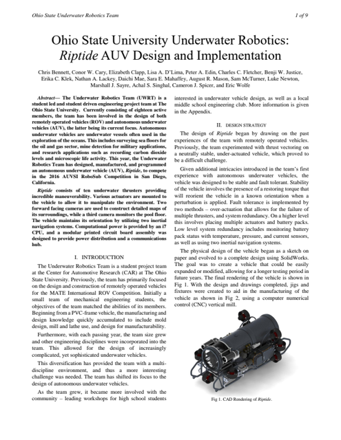 Riptide AUV · AUVSI RoboSub Journal